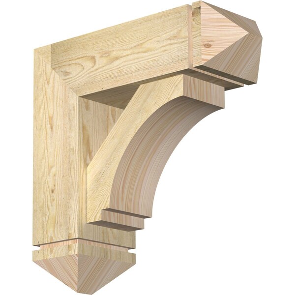 Ekena Millwork Imperial Arts and Crafts Rough Sawn Bracket w/ Offset Brace, Douglas Fir, 8"W x 24"D x 24"H BKT0806X24X24IMP03RDF - main